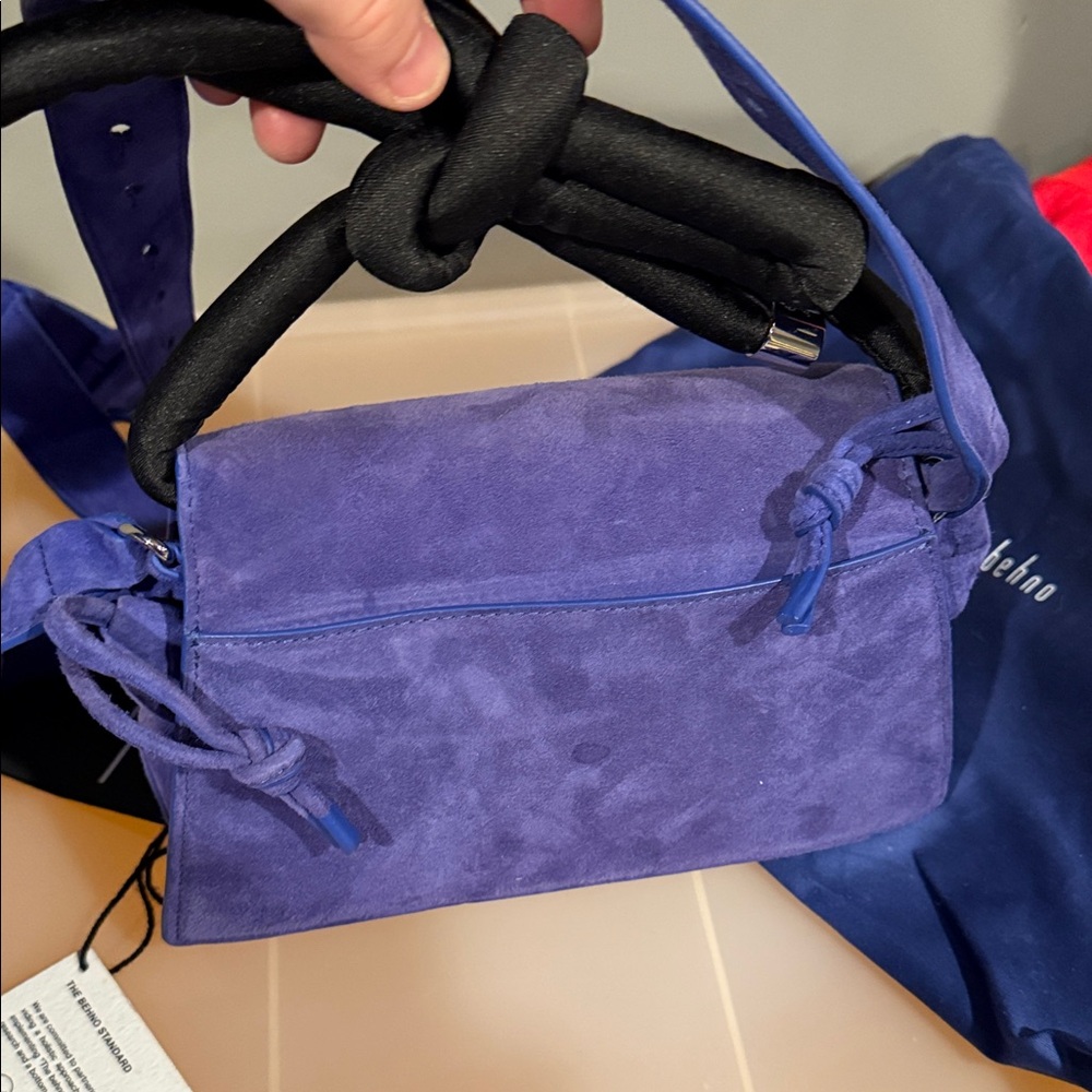 Behno Blue Suede Handbag *luxury boutique* - Picture 7 of 8